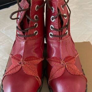 Stylish Red Leather Women's Boots